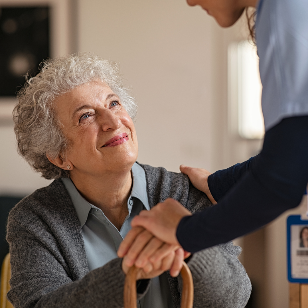 live in care Solihull -lady smiling- carers work around your needs at home